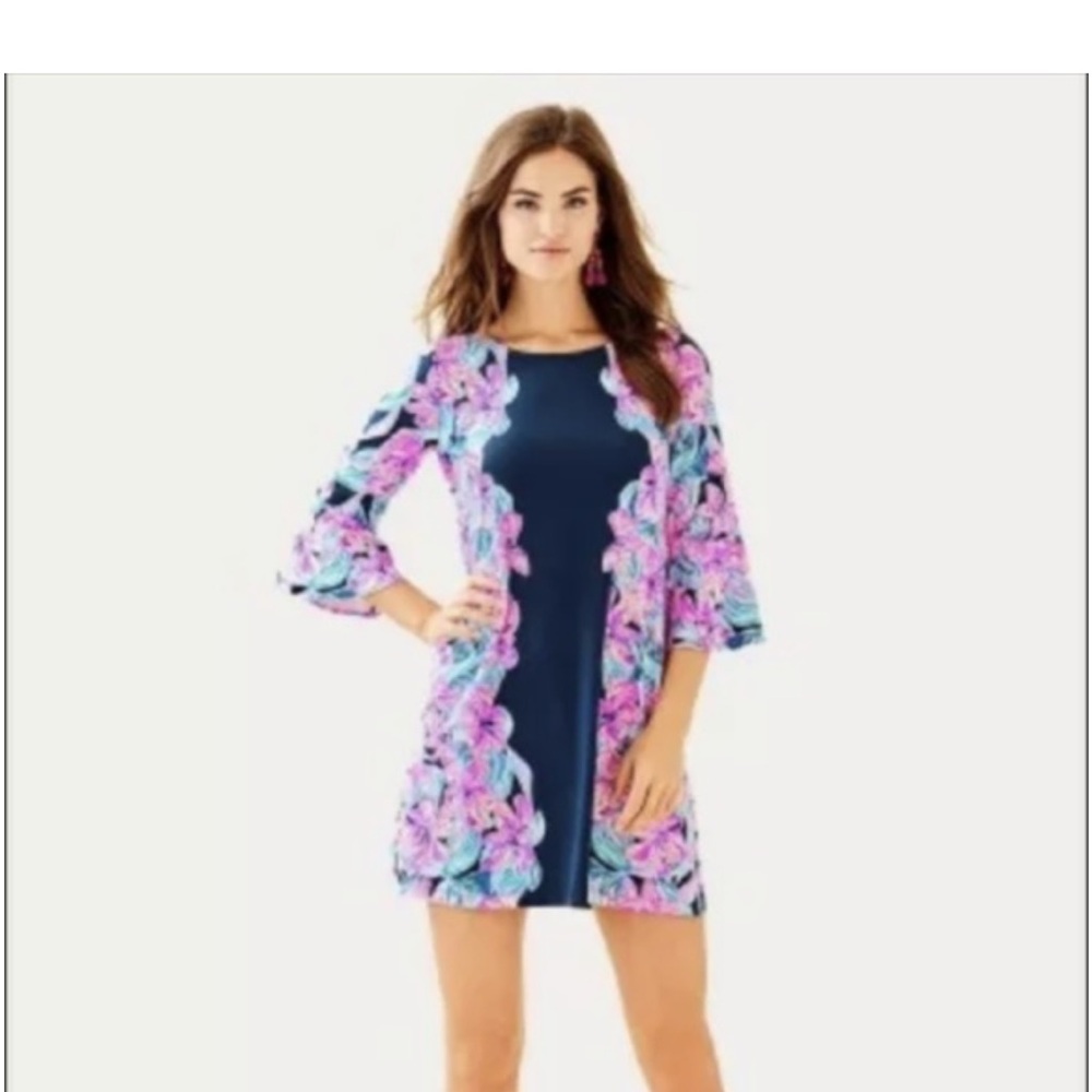 Lilly Pulitzer Ophelia Dress in Bright Navy Hypes and Stripes size XS